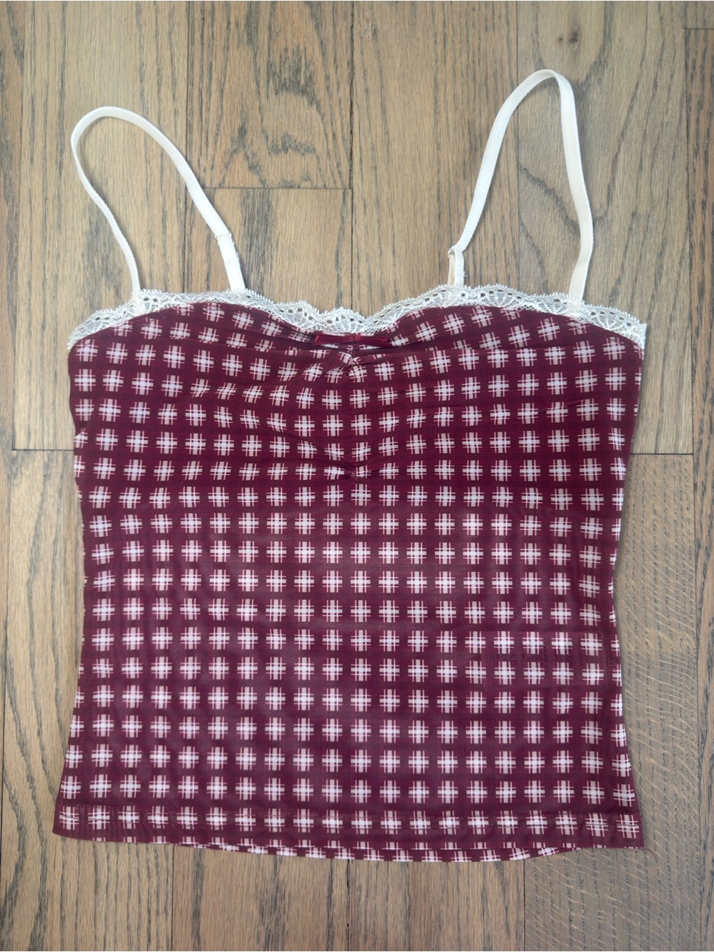 Edikted Red and White Lace Trim Cami